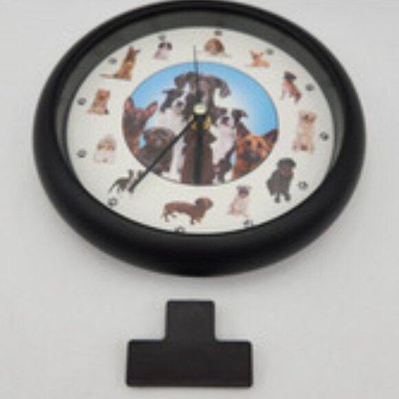 NIB ~ Mark Feldstein's Barking Dog Sounds 8-inch Clock, Black, 12 Popular Breeds - Picture 14 of 14